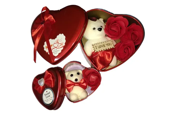 NOH_Creations_Combo_Large_Heart_(15CM)_and_Little_Heart_Box(7CM),_Artificial_Flower_and_Teddy_Bear,_Gift_for_Valentine,_Gift_for_Girls,_Gift_for_Boys,_Gift_for_Bride,_Gift_for_Lover