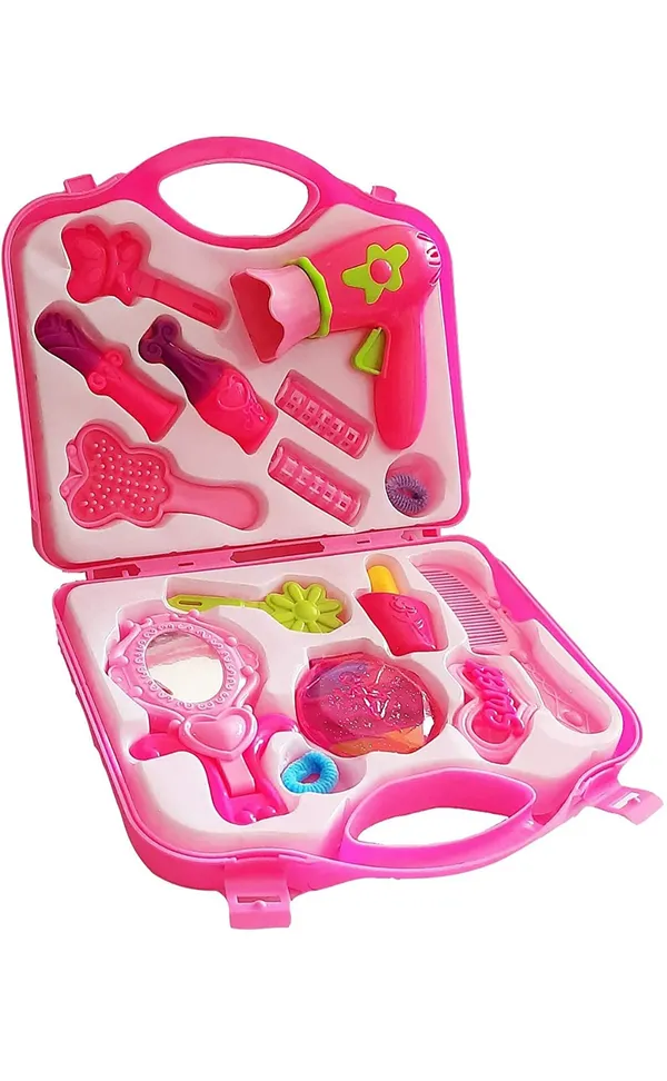 Makeup_kit_Set_Beauty_Set_for_Kids_Doll_Girls,_Pink_with_Hairdryer,_Mirror_&_Hair_Styling_Accessories_with_a_Beauty_Carry_case_Foldable_Suitcase