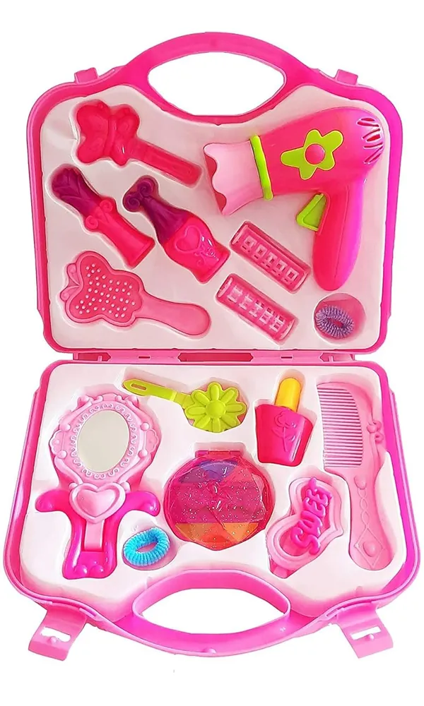 Makeup_kit_Set_Beauty_Set_for_Kids_Doll_Girls,_Pink_with_Hairdryer,_Mirror_&_Hair_Styling_Accessories_with_a_Beauty_Carry_case_Foldable_Suitcase