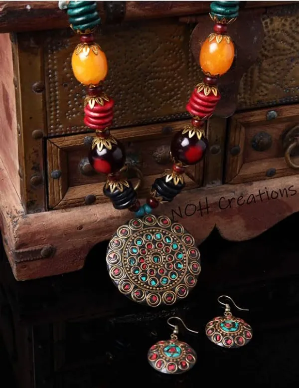 NOH_Beaded_Fashion_Jewellery_Set_|_Tribal_Necklace_with_Earrings_|_Traditional_Ethnic_Jewellery_Gift_for_Women