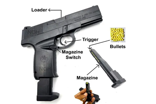 NOH_Mouser_Toy_Gun_with_150_Plastic_Bullets_|_Pull_Back_Loader_Pistol_for_Kids_|_Long_Range_Shooting_Toy_for_Outdoor_Fun_|_Safe_Play_Design