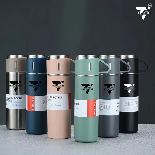Toyash_Grey_Stainless_Steel_Vacuum_Insulated_Thermos_Bottle_With_2_Cups_Gift_Set