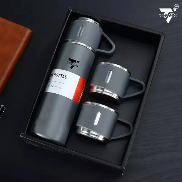 Toyash_Grey_Stainless_Steel_Vacuum_Insulated_Thermos_Bottle_With_2_Cups_Gift_Set
