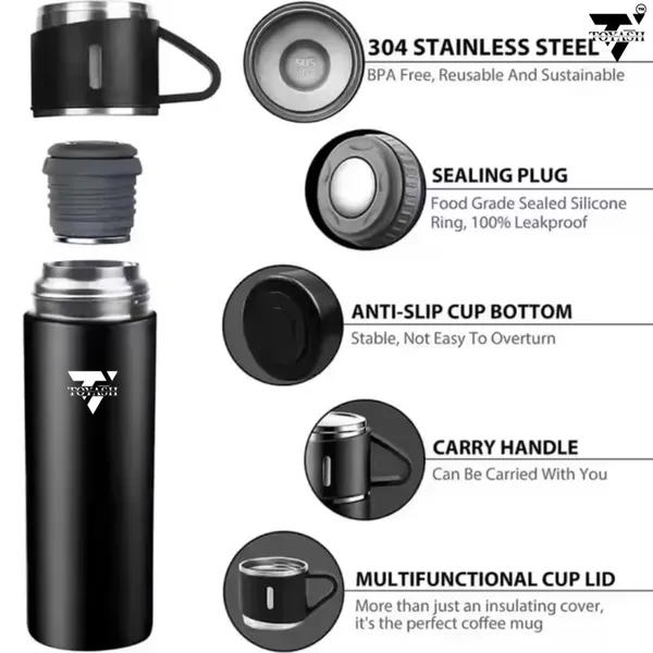 Toyash_Grey_Stainless_Steel_Vacuum_Insulated_Thermos_Bottle_With_2_Cups_Gift_Set