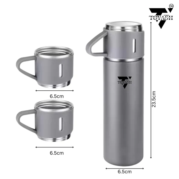 Toyash_Grey_Stainless_Steel_Vacuum_Insulated_Thermos_Bottle_With_2_Cups_Gift_Set
