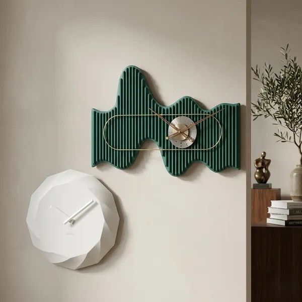 White_And_Green_Wood_Premium_Clock_For_Living_Room,_Hall_And_Office_Pack_Of_2
