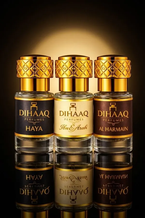 DIHAAQ_PERFUMES_Haya_Ibn_E_Arabi,Al_Haramain_Attar_Pack_(Pack_of_3_x_6ml)_|_Long_LastIng_Floral_Attar_(Agarwood,_Citrus,_Lavender)