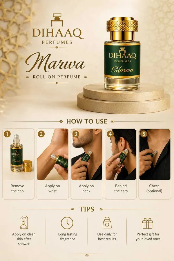 DIHAAQ_PERFUMES_Marwa_Attar|Arabic_&_French_blend_|_Non_Alcoholic_Roll_on_Fragrance_-_6ml_Floral_Attar_(Amber,_Jasmine)