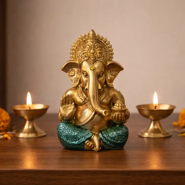 Ganesh_Ji_Murti_Gold_Green