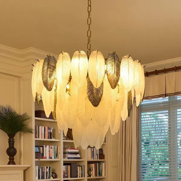 Gold_And_Cream_Metal,_Fabric_Chandelier_For_Living_Room,_Bedroom_And_Dining_Decor