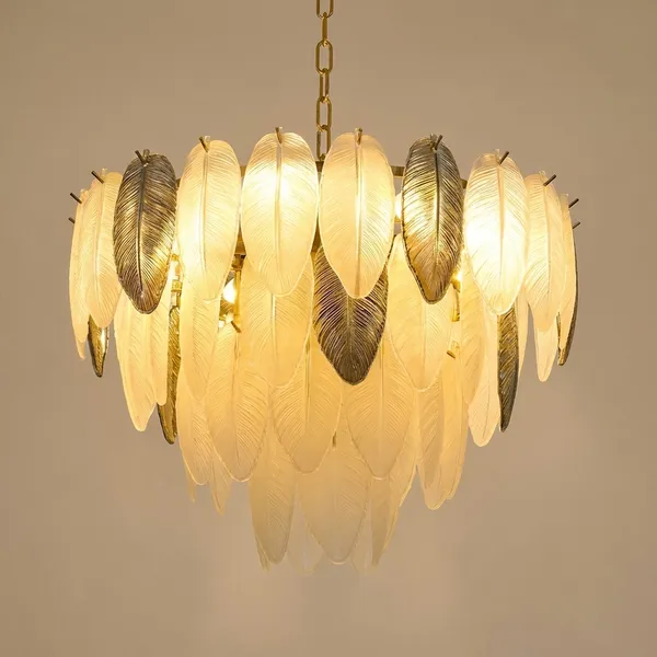 Gold_And_Cream_Metal,_Fabric_Chandelier_For_Living_Room,_Bedroom_And_Dining_Decor