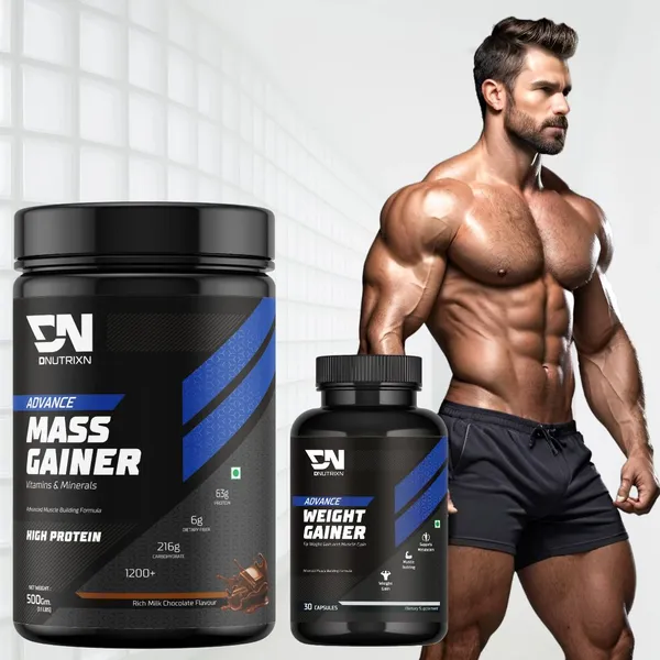 Advance_Mass_Gainer_High_Protein_with_Multivitamins_&_Digestive_Enzymes_+_Weight_Gainer_Capsules_|_Weight_Gainer/Mass_Gainer_|_Chocolate_Flavor_|_500_g_+_30_Capsules_
