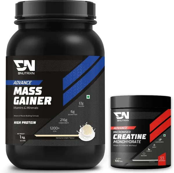 Advance_High_Protein_Mass_Gainer_(1Kg,_Chocolate)_+_Creatine_Monohydrate_(100_g,_Unflavored)_with_Digestive_Enzymes,_Multivitamins_&_Minerals_for_Muscle_Mass_Gain,_Strength_&_Recovery
