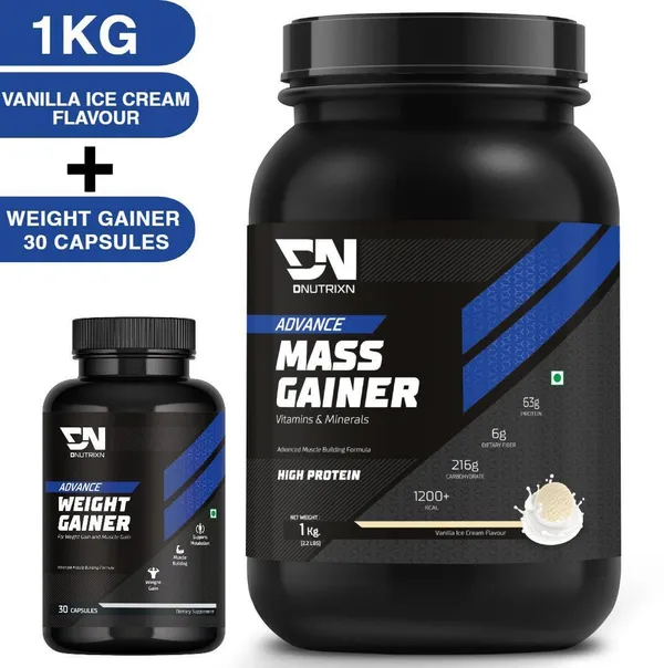 Advance_Mass_Gainer_High_Protein_with_Calories,_Digestive_Enzymes,_Multivitamins_&_Weight_Gainer_Capsules_|_Weight_Gainer/Mass_Gainer_|_Vanilla_Ice_Cream_Flavor_|_1_kg_+_30_Capsules