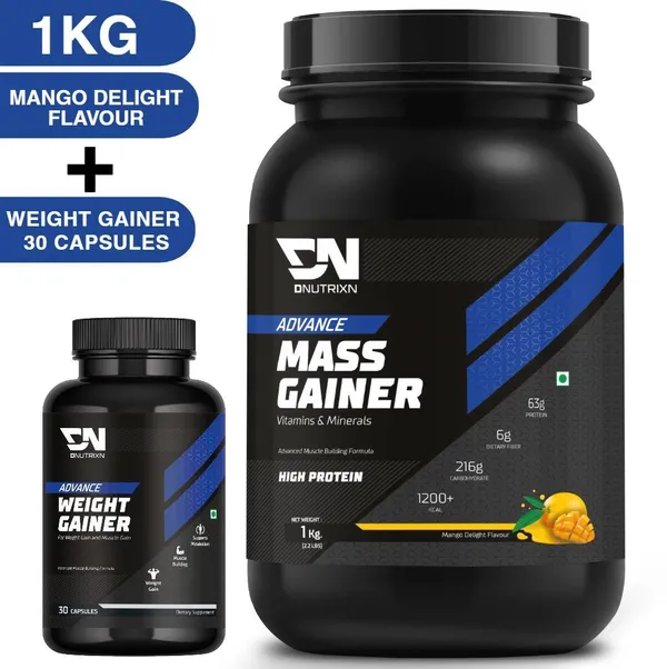 Advance_Mass_Gainer_High_Protein_with_Calories,_Digestive_Enzymes,_Multivitamins_&_Weight_Gainer_Capsules_|_Weight_Gainer/Mass_Gainer_|_Mango_Delight_Flavor_|_1_kg_+_30_Capsules