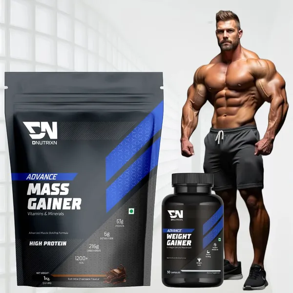 Advance_Mass_Gainer_Pouch_with_High_Protein,_Multivitamins_&_Digestive_Enzymes,_1Kg_(Chocolate)_+_Weight_Gainer_Capsules_30N