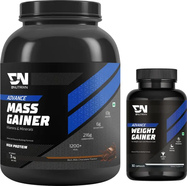 Advance_High_Protein_Mass_Gainer_with_63_g_Protein,_1200_Kcal,_Multivitamins_&_Weight_Gainer_Capsules_|_Weight_Gainer/Mass_Gainer_|_Chocolate_Flavor_|_3_kg_+_30_Capsules