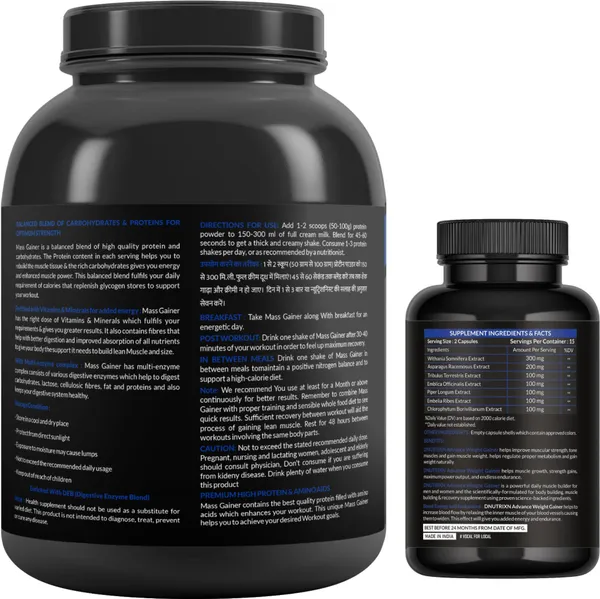 Advance_High_Protein_Mass_Gainer_with_63_g_Protein,_1200_Kcal,_Multivitamins_&_Weight_Gainer_Capsules_|_Weight_Gainer/Mass_Gainer_|_Chocolate_Flavor_|_3_kg_+_30_Capsules