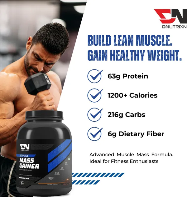 Advance_High_Protein_Mass_Gainer_with_63_g_Protein,_1200_Kcal,_Multivitamins_&_Weight_Gainer_Capsules_|_Weight_Gainer/Mass_Gainer_|_Chocolate_Flavor_|_3_kg_+_30_Capsules