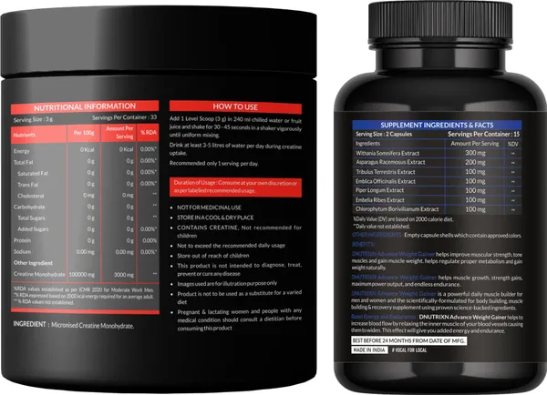 Advanced_Micronized_Creatine_Monohydrate_and_Weight_Gainer_Capsules_Combo_Pack_(Creatine_100_g_and_30_capsules),_Unflavoured