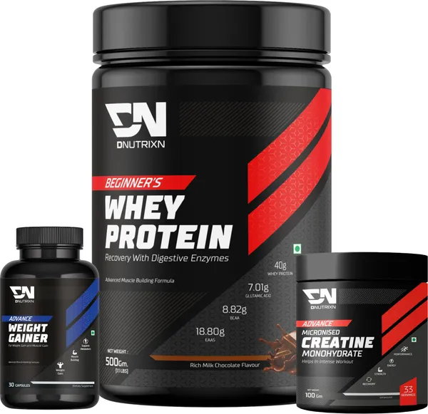 Beginner’s_Whey_Protein_with_Creatine_Monohydrate_(Unflavored)_&_Weight_Gainer_Capsules_|_Combo_Pack_|_Whey_Protein_500_g_+_Creatine_100_g_+_30_Capsules_|_Chocolate_Flavor