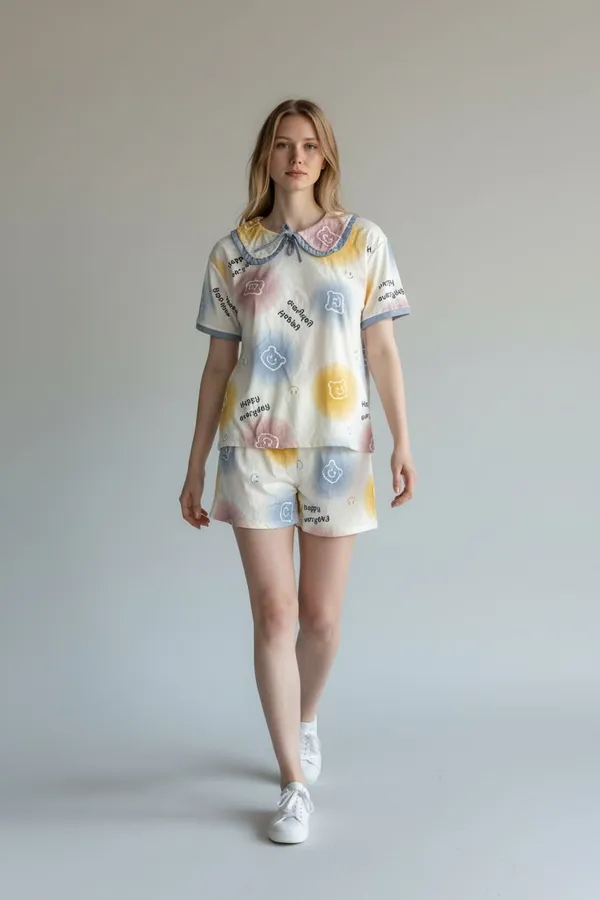 Cozy_multicolour_bear_shorts_set