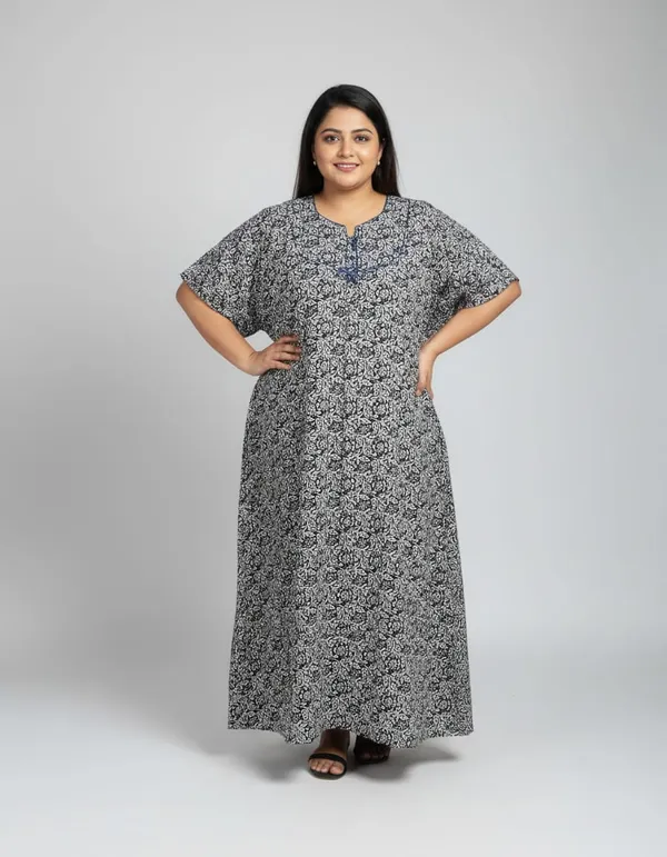 Grey_Rayon_Floral_Regular_Nightdress_For_Women