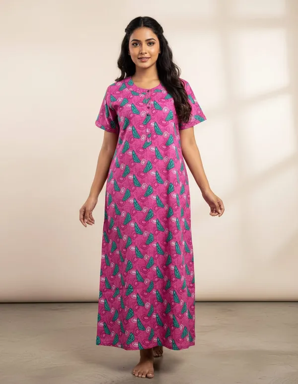 Pink_Cotton_Blend_Peacock_Print_Regular_Nightdress_For_Women