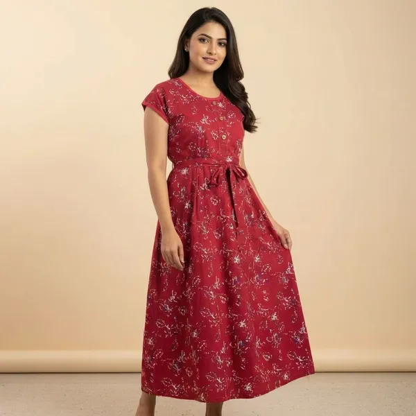 Cotton_Solid_Regular_Midi_Dress_For_Women