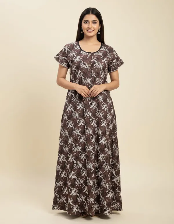 Brown_Cotton_Floral_Printed_Regular_Night_Dress_For_Women