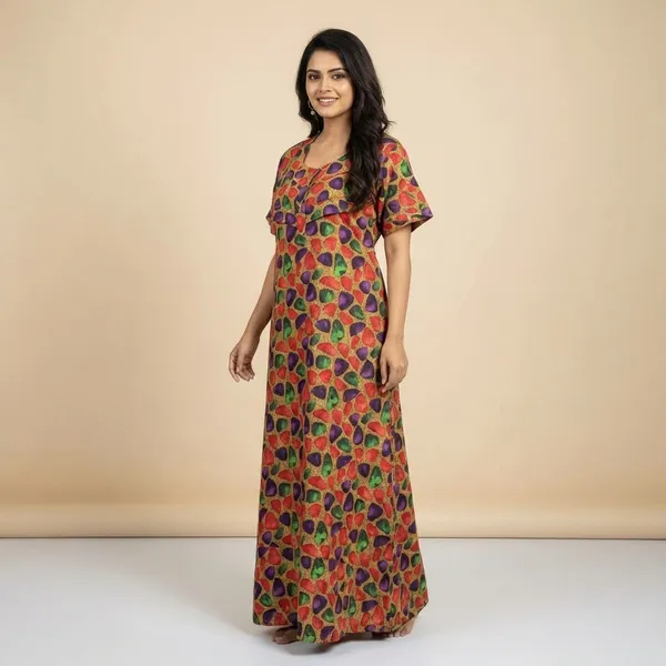 Multicolor_Viscose_Embroidered_Regular_Night_Dress_For_Women
