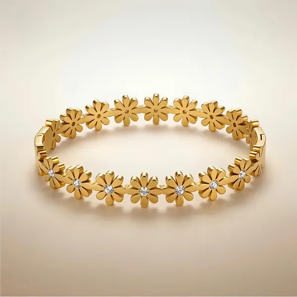 Golden_Flower_Alloy_Bracelet_For_Women