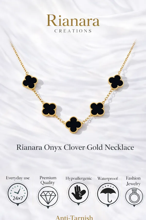 Gold_And_Black_Alloy_And_Enamel_Necklace_For_Women