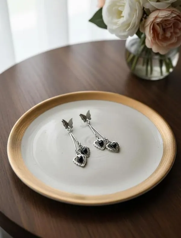 Silver_And_Black_Alloy_And_Crystal_Dangle_Earrings_For_Women