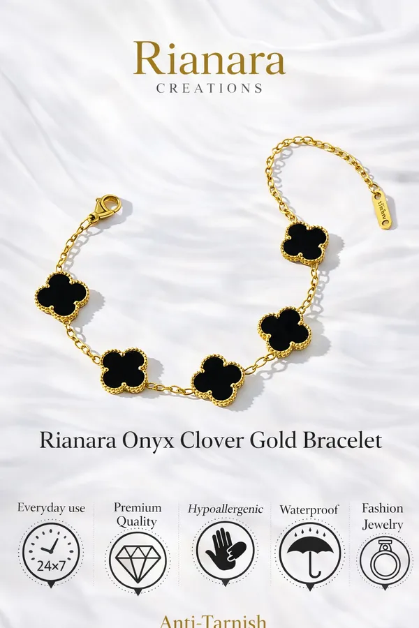 Gold_And_Black_Alloy_And_Onyx_Bracelet_For_Women
