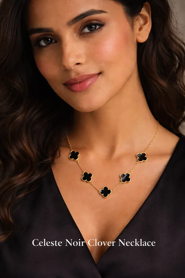Gold_And_Black_Alloy_And_Enamel_Necklace_For_Women