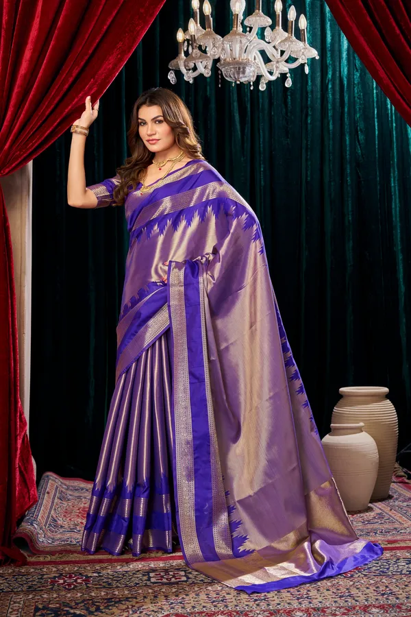 Royal_Blue_Semi_Kanchipuram_Saree_with_Rose_Gold_Kovil_Border_–_SQ1025