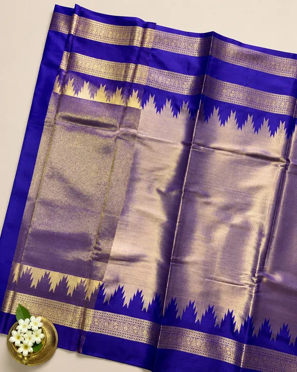 Royal_Blue_Semi_Kanchipuram_Saree_with_Rose_Gold_Kovil_Border_–_SQ1025