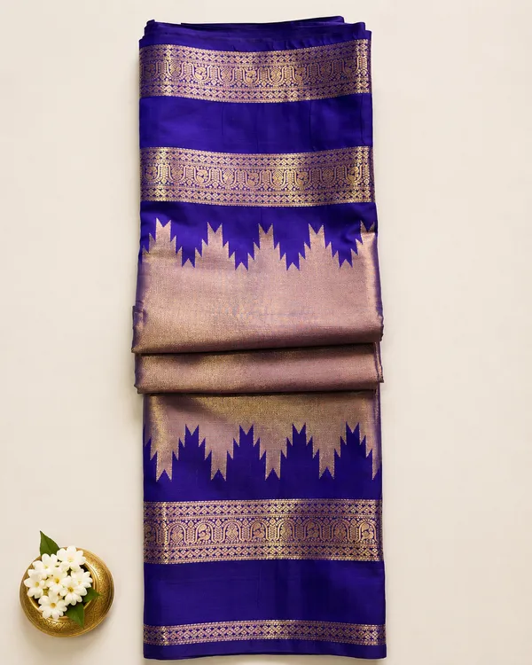 Royal_Blue_Semi_Kanchipuram_Saree_with_Rose_Gold_Kovil_Border_–_SQ1025