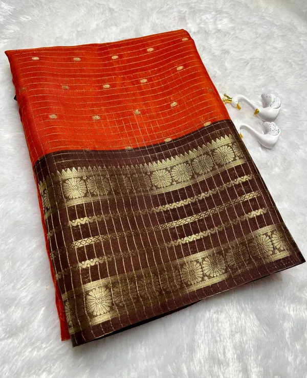 Premium_Rust_Orange_Dola_Silk_Saree_With_Coffee_Brown_Jacquard_Border_(SQ1002-01)