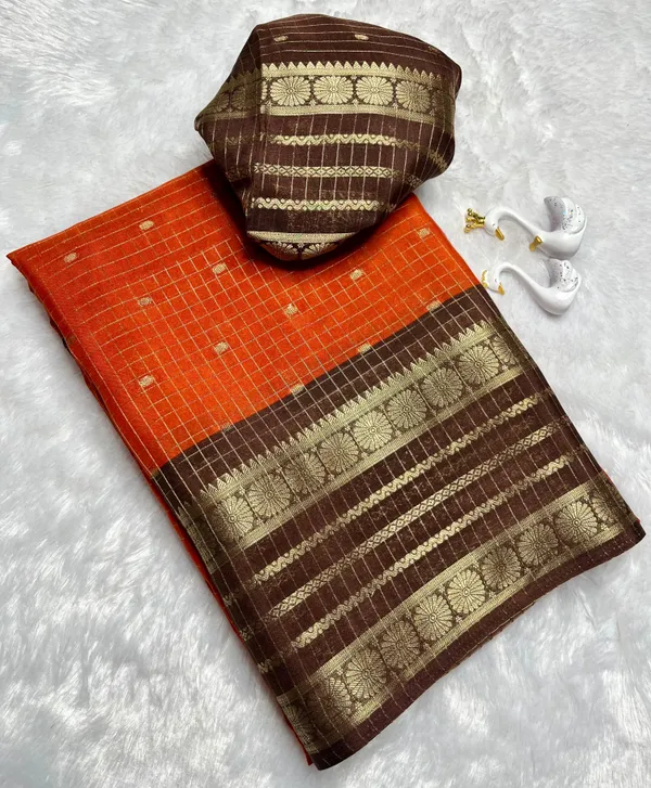 Premium_Rust_Orange_Dola_Silk_Saree_With_Coffee_Brown_Jacquard_Border_(SQ1002-01)