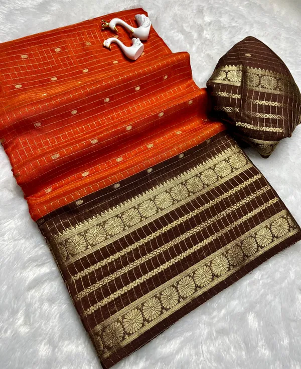 Premium_Rust_Orange_Dola_Silk_Saree_With_Coffee_Brown_Jacquard_Border_(SQ1002-01)