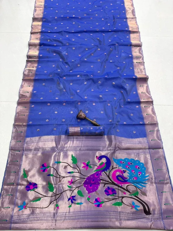 Royal_Blue_Pure_Soft_Organza_Silk_Saree_With_Munia_Paithani_Border_(SQ1012-05)