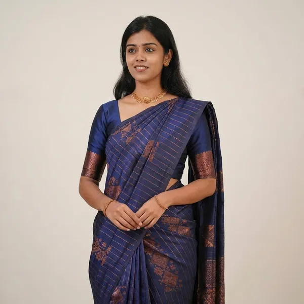Lichi_Soft_Silk_Jacquard_Saree_Navy_Blue_(SQ1005-01)_Lichi_Soft_Silk