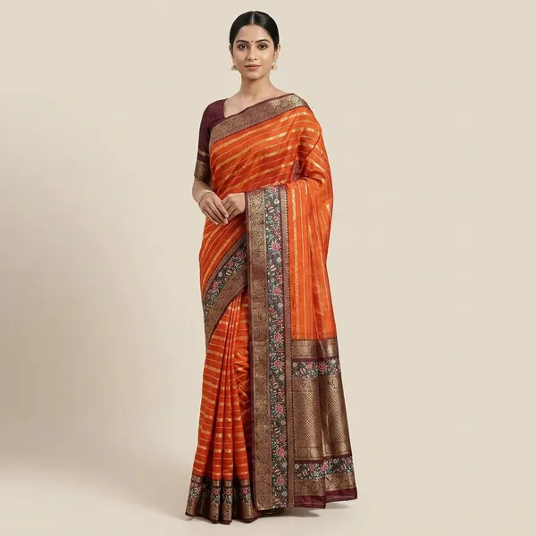 Orange_Heavy_Marshmallow_Dola_Silk__Saree_with_3D_Zari_Weaving_Border_(SQ1010-01)
