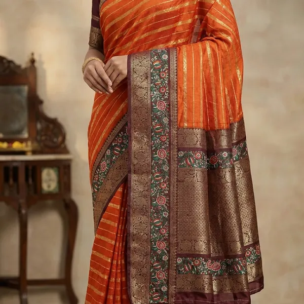 Orange_Heavy_Marshmallow_Dola_Silk__Saree_with_3D_Zari_Weaving_Border_(SQ1010-01)