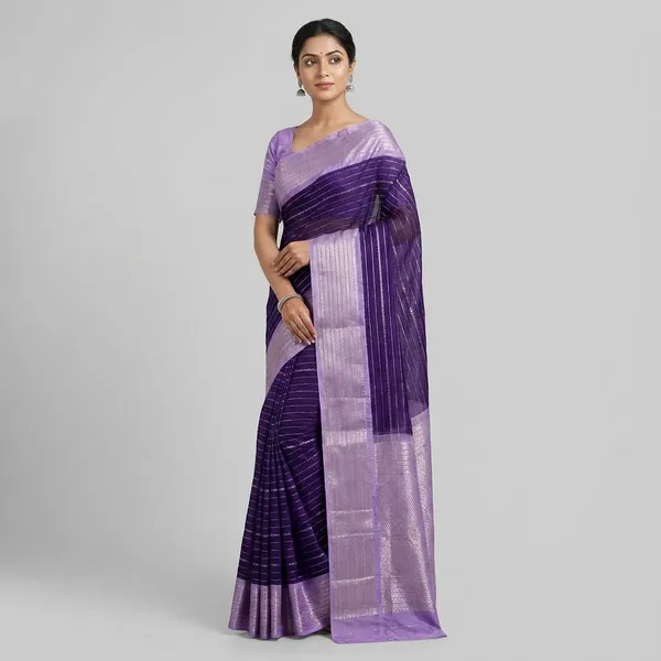 Purple_Fancy_Saree_with_All_Over_Weaving_and_Two_Tone_Border_(SQ1011-01_)