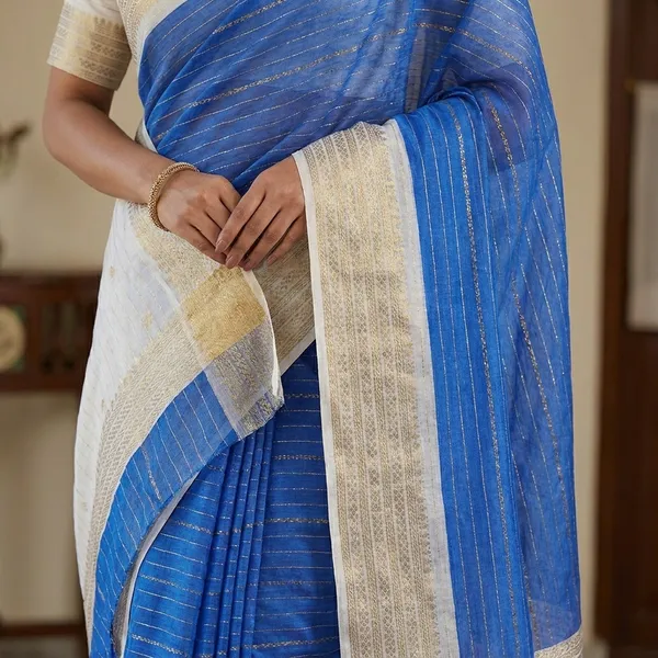 Royal_Blue_Fancy_Saree_with_All_Over_Weaving_and_Ivory_Two_Tone_Border_(SQ1011-02)