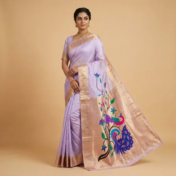 Lavender_Soft_Organza_Silk_Saree_With_Munia_Paithani_Border_(SQ1012-01_)