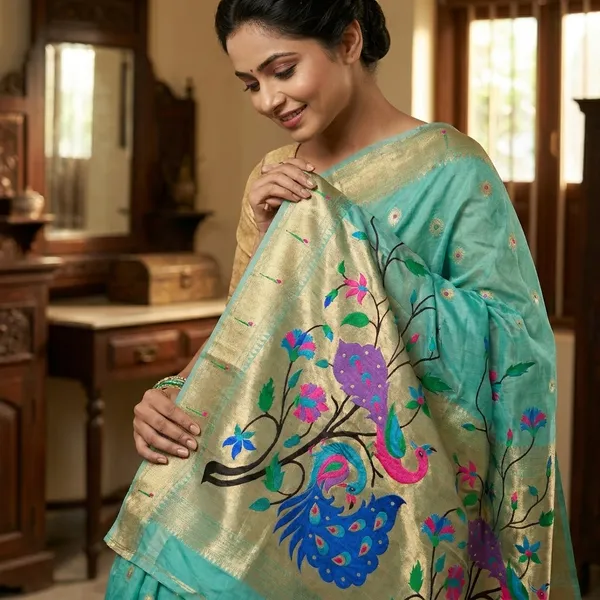 Teal_Green_Soft_Organza_Silk_Saree_With_Munia_Paithani_Border_(SQ1012-02_)